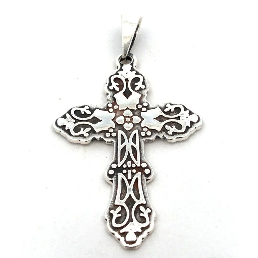 Designer CII Mexico 925 Sterling Silver Statement Cross Pendant - Picture 3 of 9